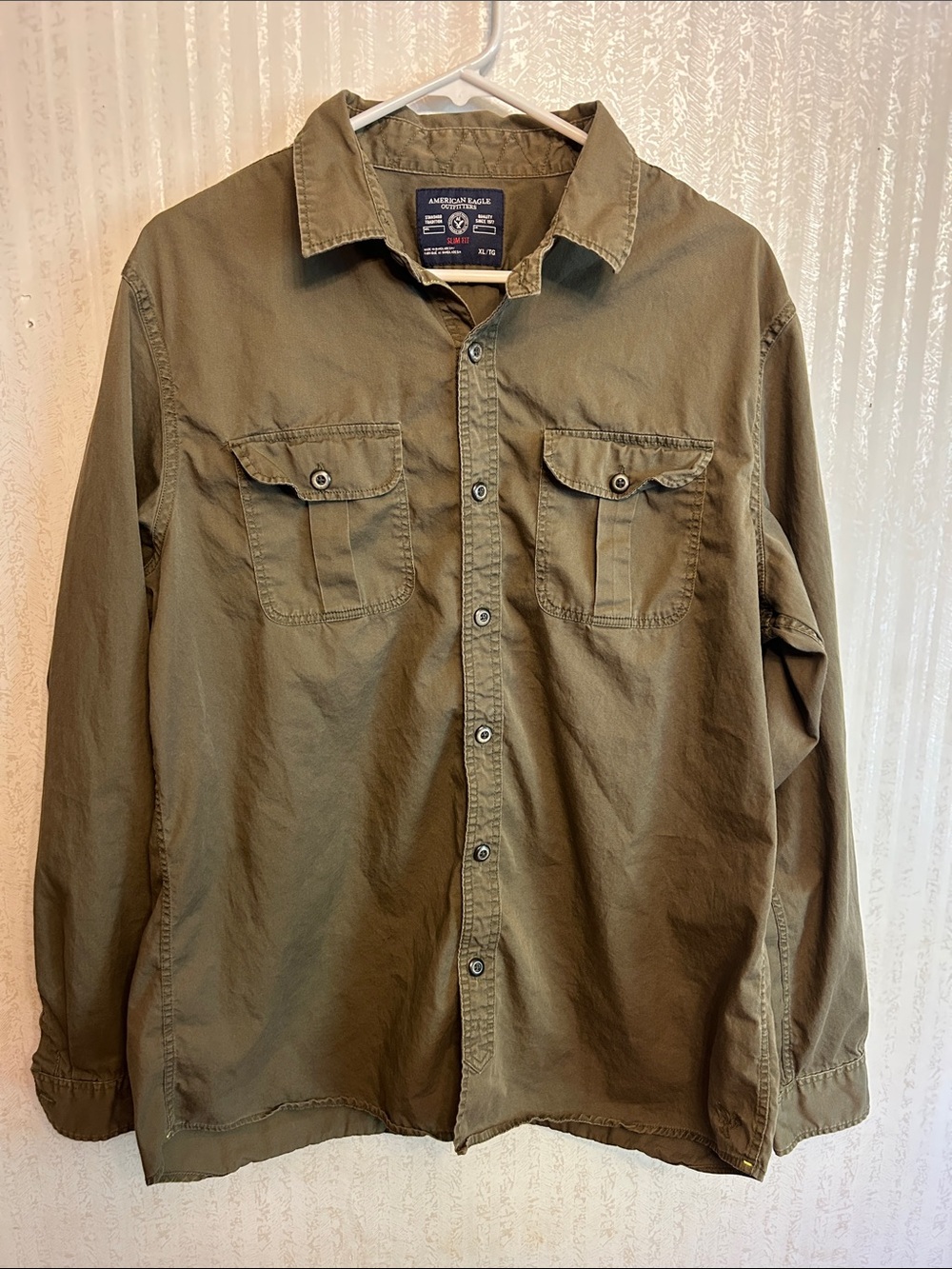 American Eagle Outfitters Olive Green Military-Style Field Shirt Jacket XL